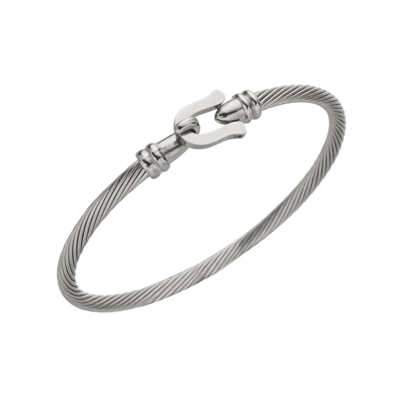 Bangle Bracelet Stainless Steel Bracelet Trendy Charm Cuff Tie Knot Bracelets U Bangles for Women Gold Color 316L Stainless Steel Wire Thin Simple Bangles Jewelry
