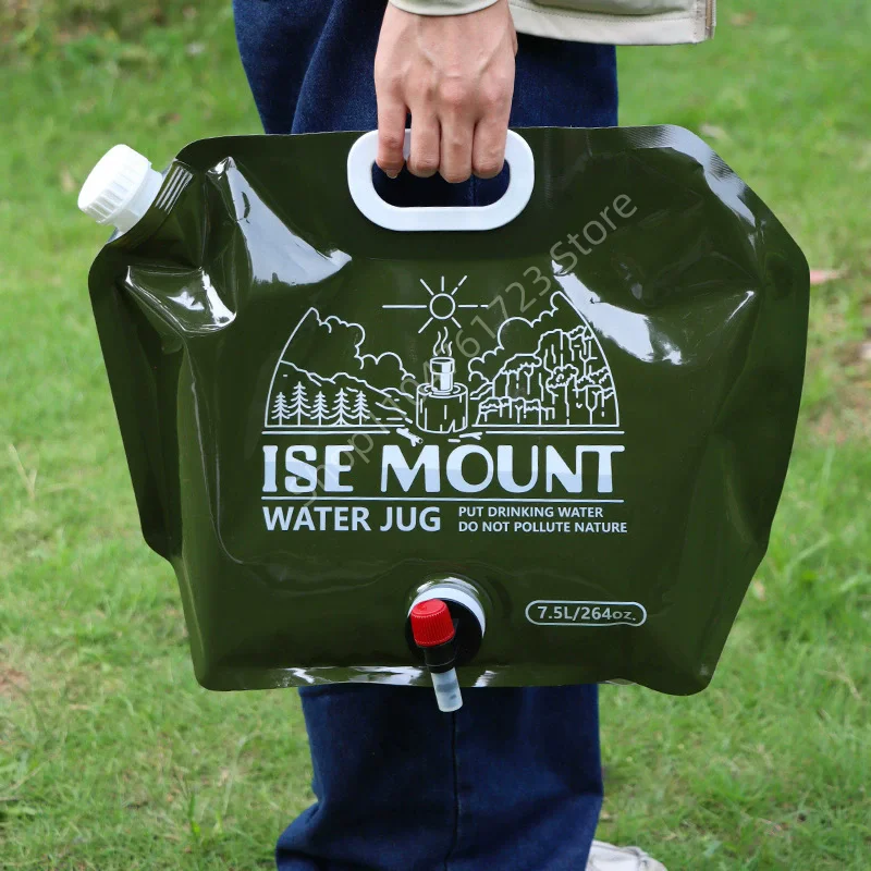 7.5L 휴대용 물 가방 접이식 버킷 물통 주전자 병 파우치 손잡이가 있는 야외 여행 캠핑 용품