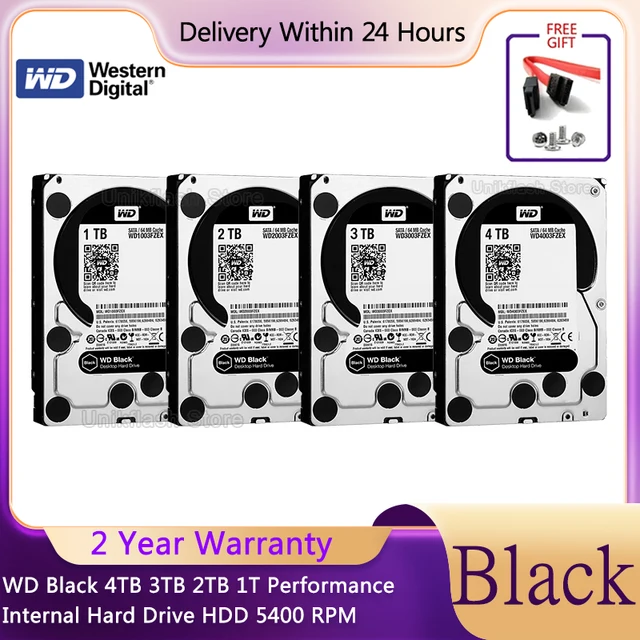 WD Черный 4 ТБ 3 ТБ 2 ТБ 1 ТБ Внутренний жесткий диск HDD SATA 64 МБ кэш 3,5 дюйма Подходит для настольных игровых консолей 1