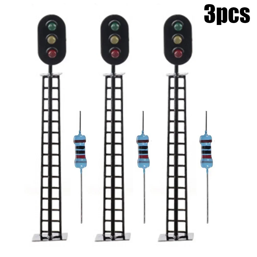 2 Luci Segnaletiche Ferroviarie Modello Scala 1:87, LED Rosso/Verde 3/12V Con Resistori, Per Diorami Treno - 3