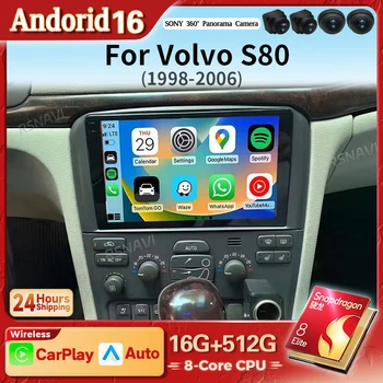 Radio Multimedia para Auto con Android 16 y Carplay, Pantalla 2K para Volvo S80 1998-2006, Autoradio GPS Estéreo con Reproductor Qualcomm 1