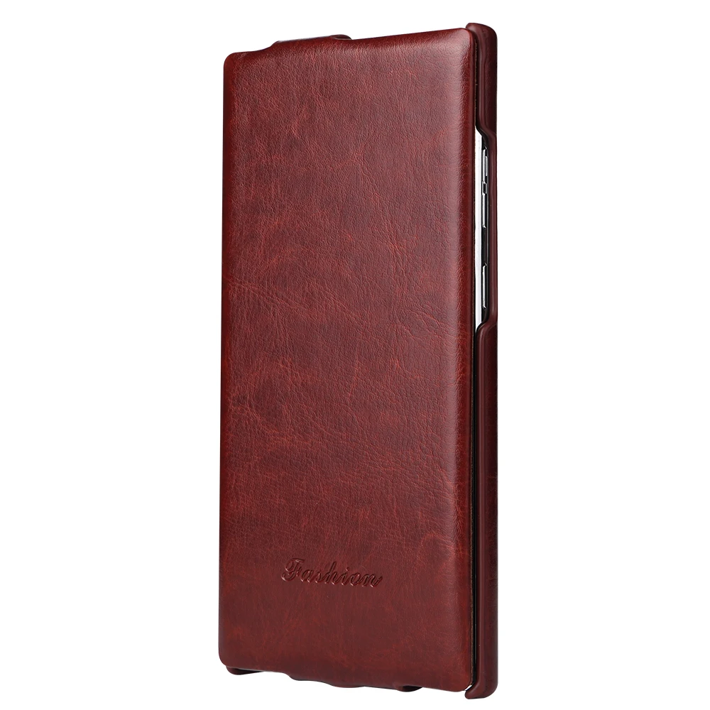 Retro Vertical Flip Genuine Leather Phone Case - Premium Hard Back Cover