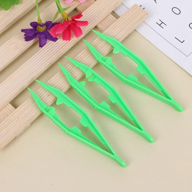 Plastic Tweezers for Kids Small Disposable Tweezers Medical Repair Tools Crafts Clips 10 PCs