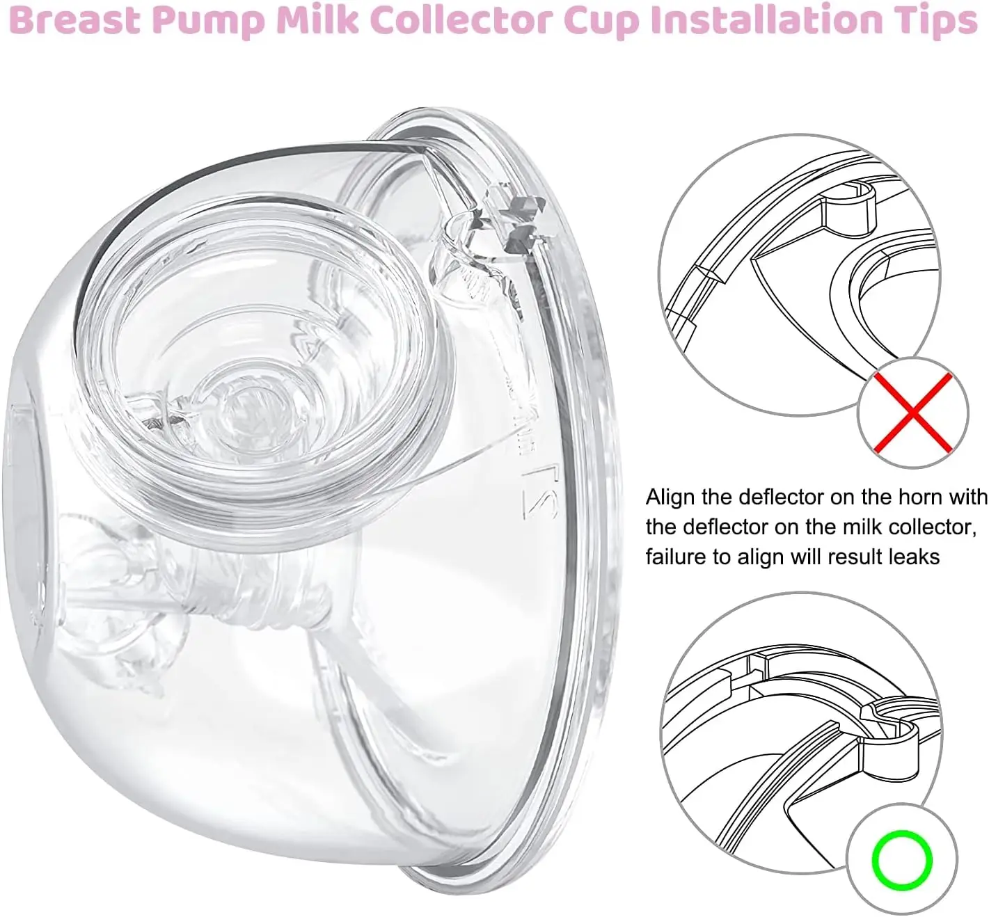 Wearable Breast Pump Milk Collector Cup Accessories, Breast Pump Milk Collector Compatible with S9/S10/S12 24MM/27MM Breast Pump 3
