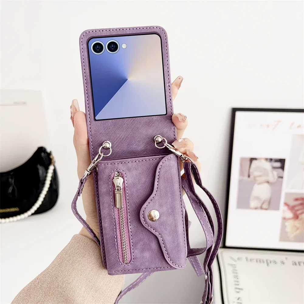 Elegant Leather Crossbody Zipper Wallet Phone Case with Card Holder