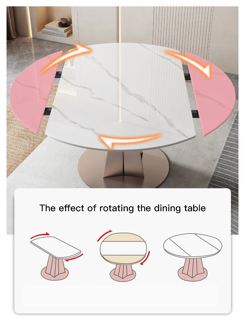 Description Picture 5 of itemRestaurant Seater Dining Table High end  Custom Marble Stone Round Kitchen Dinner Table With Turntable Household Furniture
