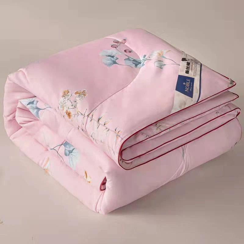 Mulberry Silk Duvet For Winter Queen Size Cotton Comforter Printed Four