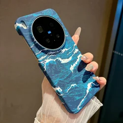Luxury Carbon Fiber Waves Kevlar Texture Phone Case with Frosted Frameless Bumper Cover for Vivo X200 Pro (F6)