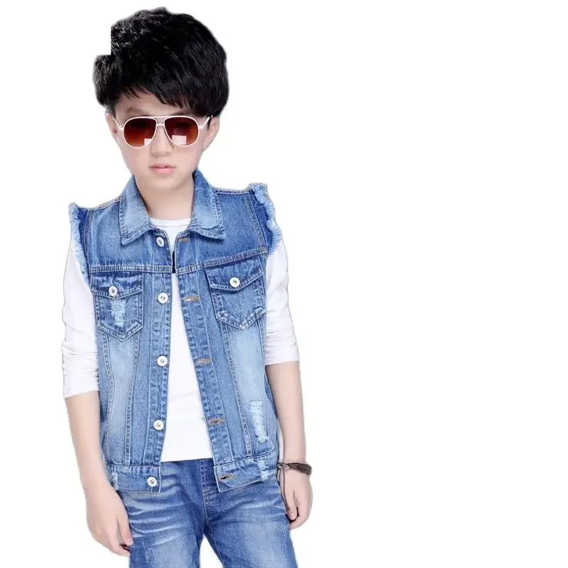 Children Clothes Boys Denim Spring Autumn Vest Kids Waistcoat Fashionable Sleeveless Outerwear School Tops Baby Boy Jacket kids vest