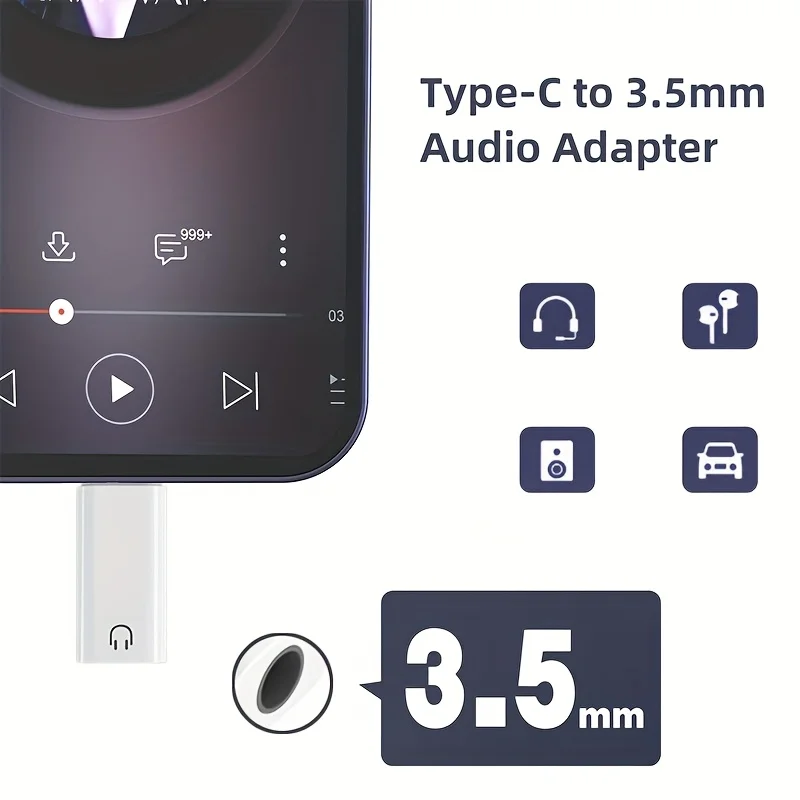 Universal Type-C to 3.5mm Audio Adapter with Microphone Functionality