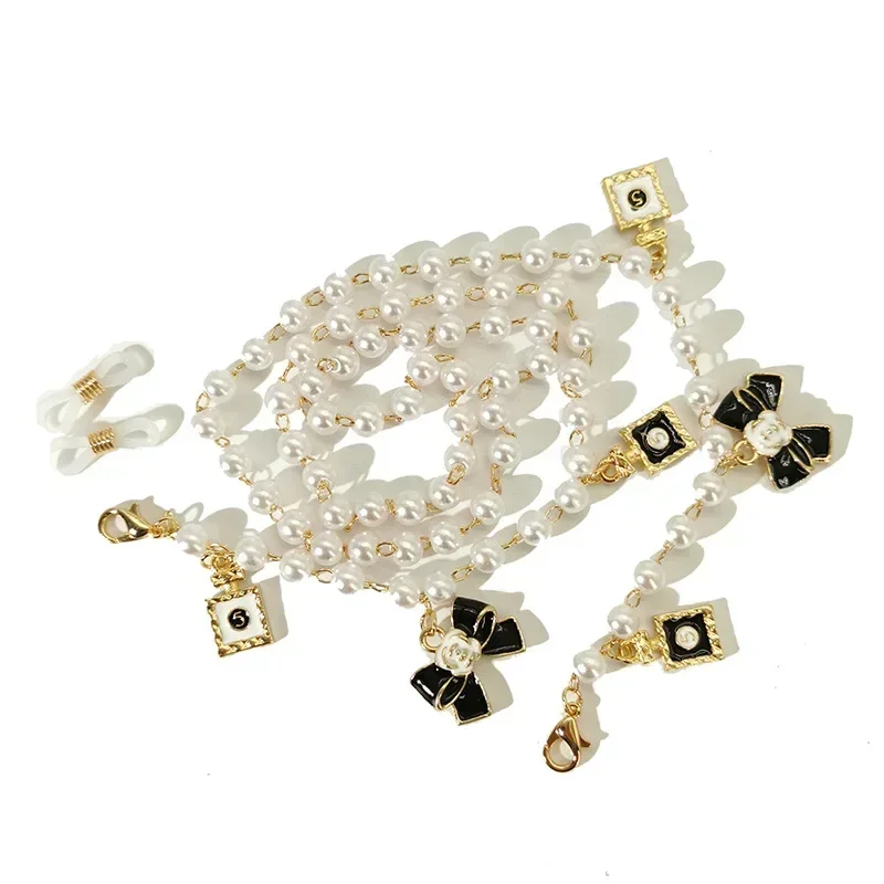 Black White  Bow Pearl Glasses Chains Sunglasses Accessory for Women  Lanyards Accessories 5