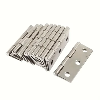 10-Piece Premium Stainless Steel Flat Hinges - Glossy Plated for Cabinets, Windows and Boxes | Essential Hardware for Home Decor