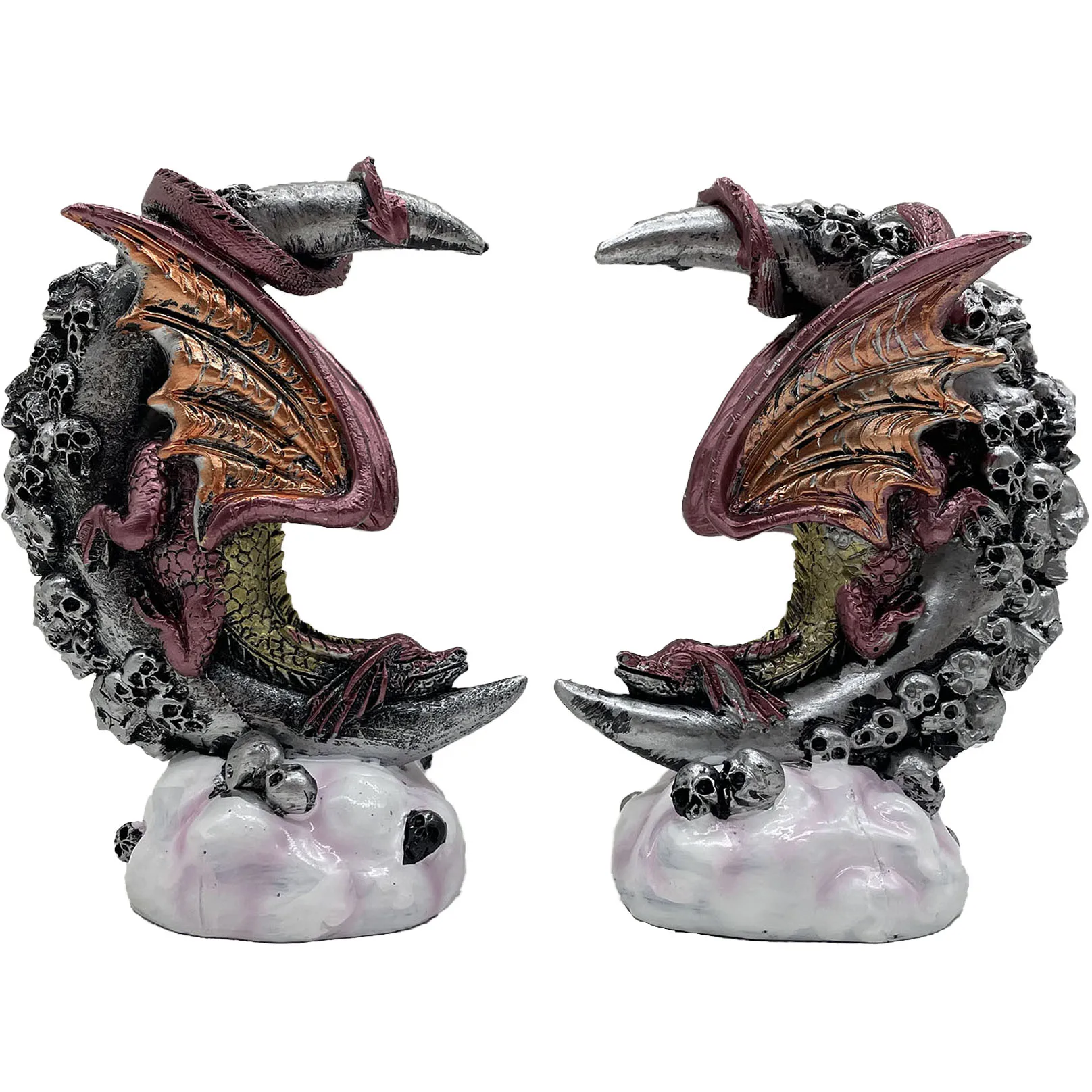 

New Skeleton Crescent Dragon Decorative Figurines Resin Crafts Desk Decor Garden Home Decoration Accessories Gift for Friend