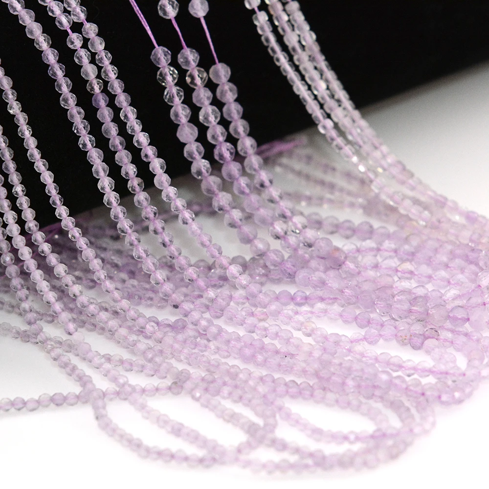 Natural Lavender Amethyst Faceted Round / Cube Beads 2mm,3mm,4mm，Fine Jewelry Making, DIY Bracelet And Necklace 5