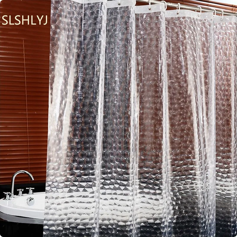 3D Metal Buttonhole Waterproof Shower Curtain 12 Hook for Bathroom