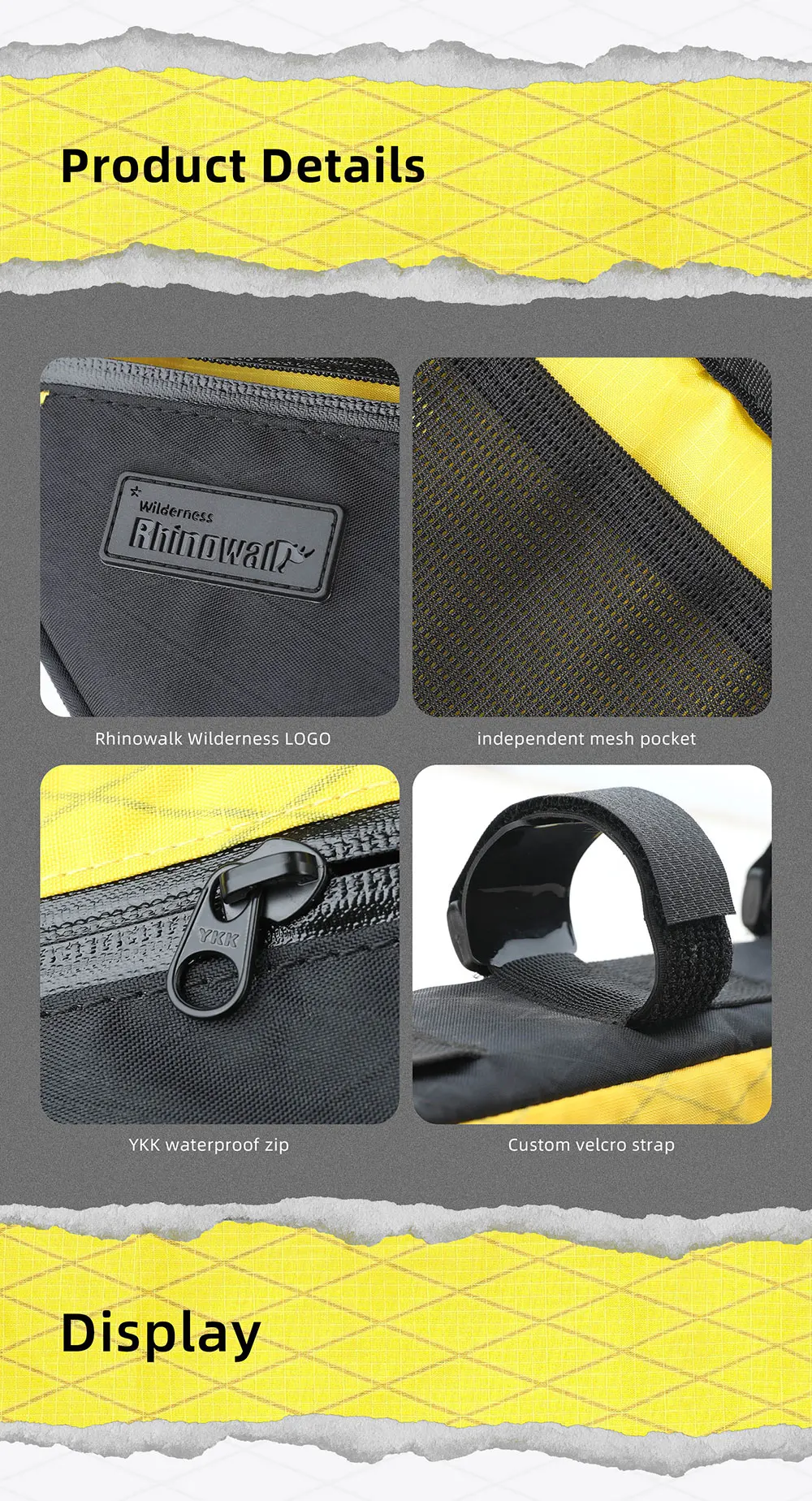 Rhinowalk Fahrrad-Frontrahmentasche, wasserabweisend, 1,7 l/2,4 l/2,9 l, Bikepacking für MTB und Rennrad, Radfahren, dreieckiger Querträger-Pack – Detail 13
