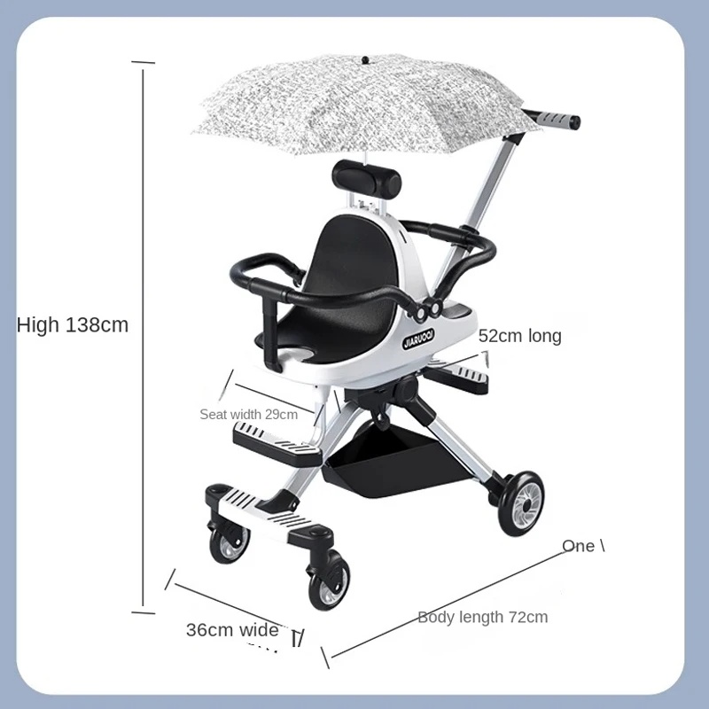 Twin Baby Stroller Double Seat Lightweight Portable Folding Aluminum Alloy Frame Removable Sunshade Umbrella Stroller
