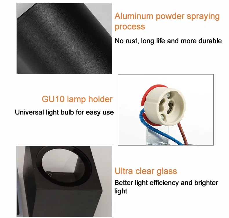 IP65 waterproof GU10 wall lamp, die-casting outdoor wall lamp, engineering lighting fence garden countyard villa 5