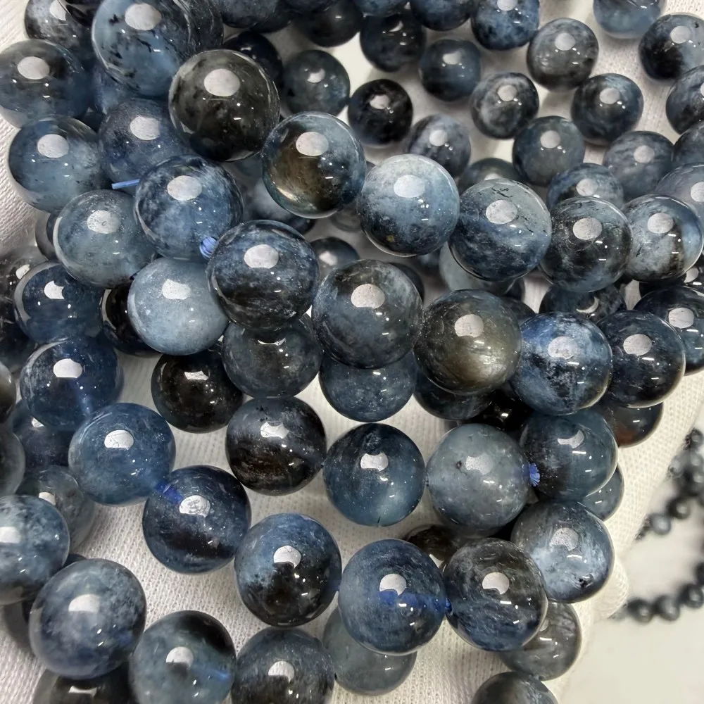 Meihan Natural TOP Black Explosion Flash Aquamarin-Armband mit runden Perlen für die Herstellung von edlem Schmuck als Geschenk