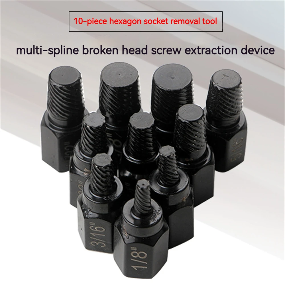 Set Di 10 Pezzi Di Estrattori Di Viti E Dadi, Estrattori Di Viti Rotte, Viti Rotte, Strumenti Di Rimozione Del Bullone A Esagono Incassato