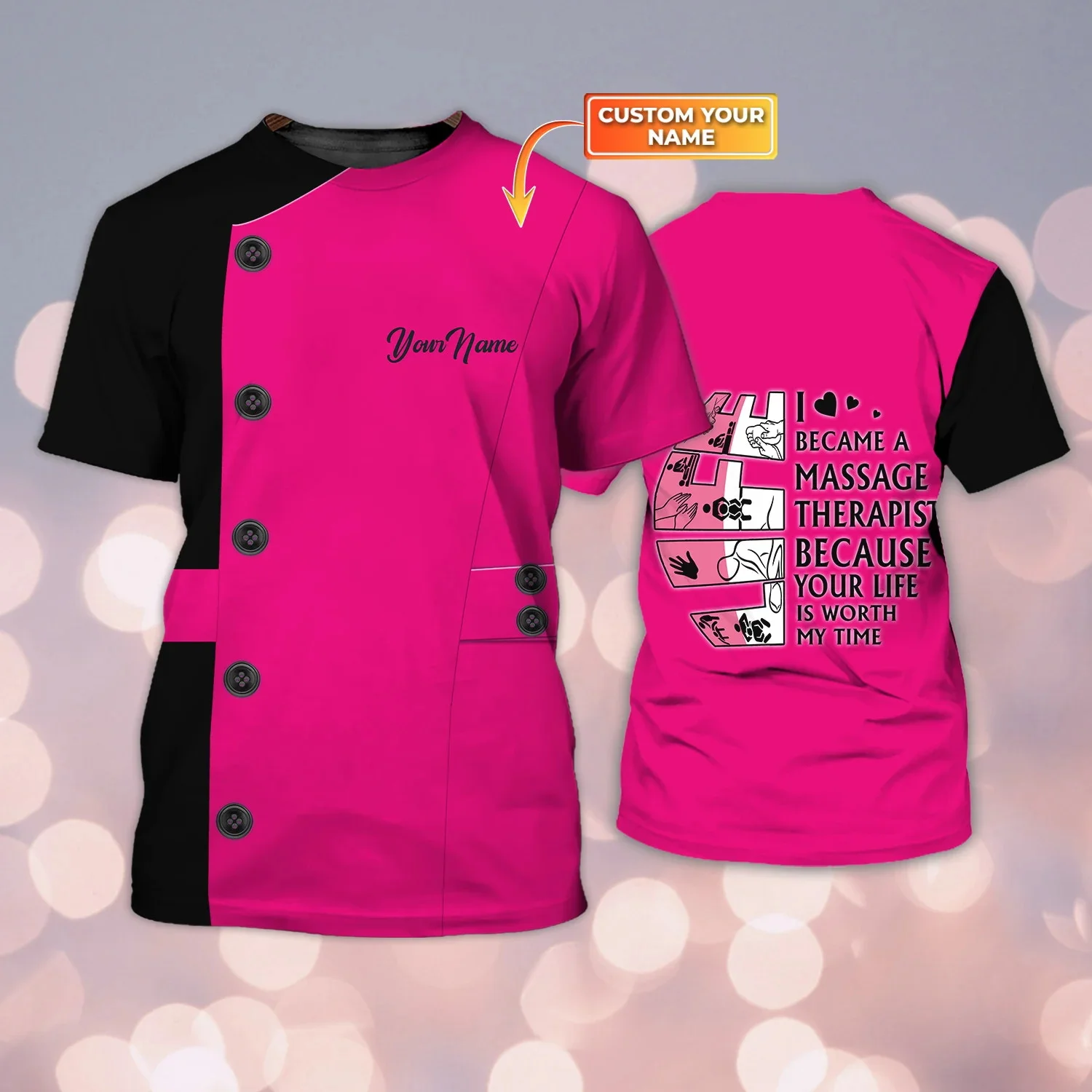 2023 neueste Sommer männer T-shirt Massage Therapeut Personalisierte 3D Gedruckt Unisex Casual t-shirt Massage Therapie Uniform DW168 – Detail 8
