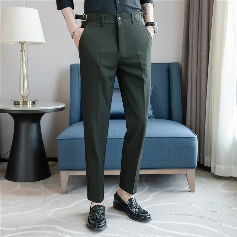 Men Suit Pants 2024 Autumn British Style Casual Slim Fit Trousers