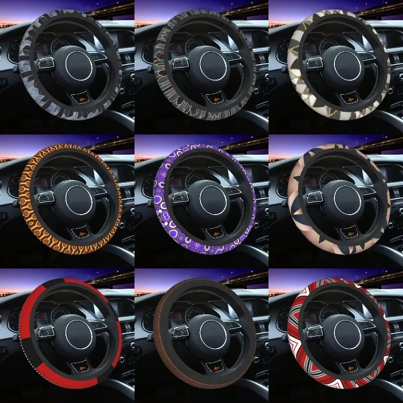 

Lovely Blue Hexagons Cover Soft Geometric Steering Wheel Protector Universal Fit 15 inch Car Accessories