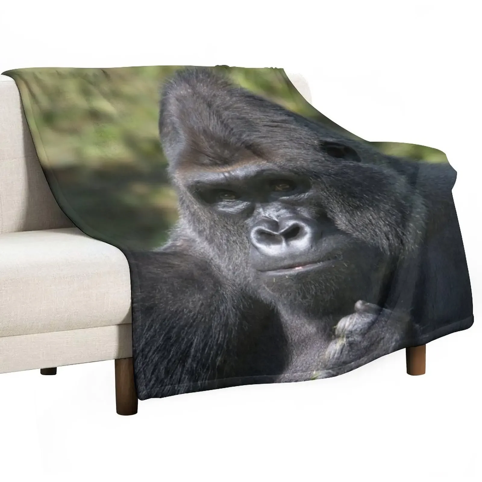 

Silverback Gorilla Portrait Throw Blanket Hairys Picnic for sofa Blankets
