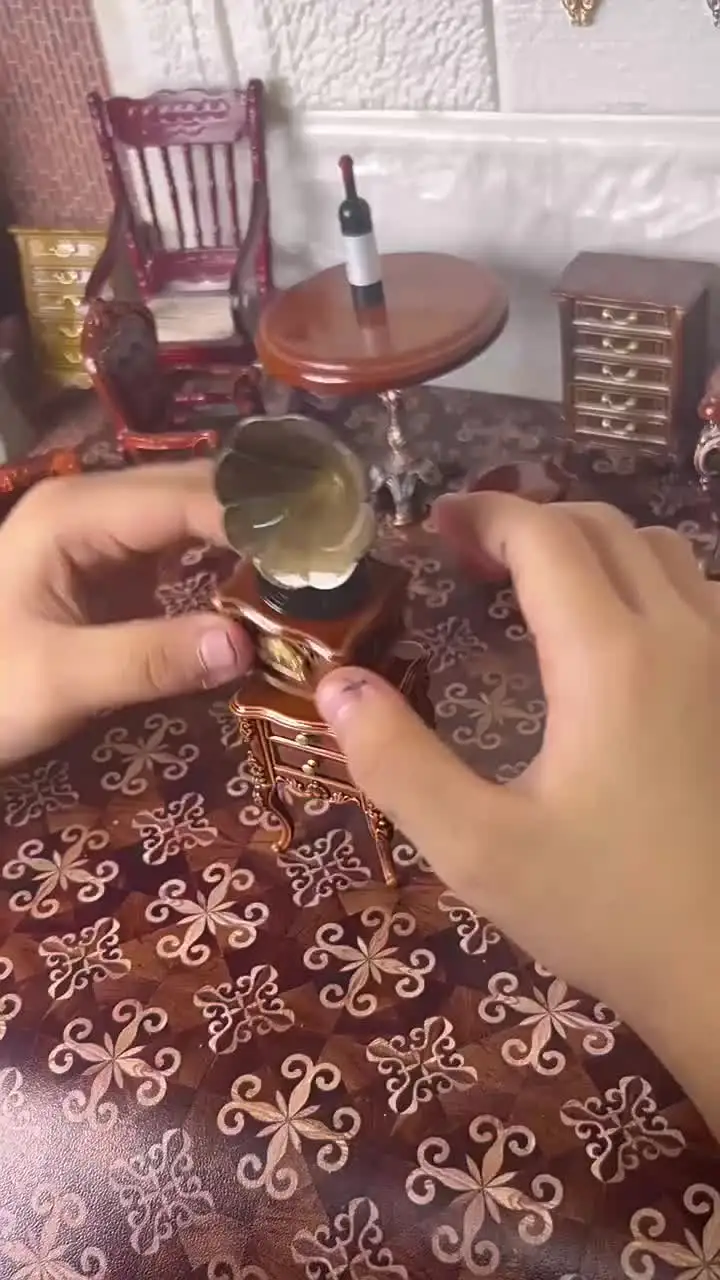 Grammofono In Miniatura Per Casa Delle Bambole | NUOBESTY Giradischi Retrò | Accessorio Fonografo