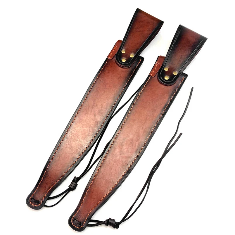 316MM 블레이드 길이에 적합한 진짜 소가죽 소재 야외용 직선 나이프 칼집 소가죽 커버 바지 홀더 로프