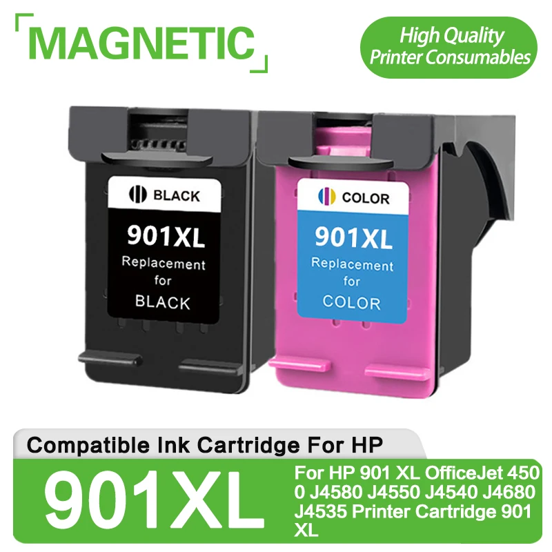 Cartucce Di Inchiostro Compatibili Per Hp901 Magnetica Per Hp 901 Xl Officejet 4500 J4580 J4550 J4540 J4680 J4535 Cartuccia Della Stampante 901Xl