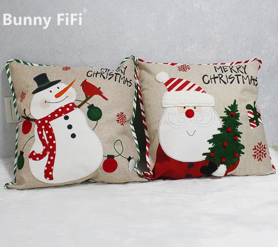 

Christmas Pillow Covers 2023 Christmas Embroidered Pillowcase Home Festival Cute Creative Decorative Cushions for Sofa 45x45cm