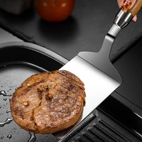 Spatule à Steak antiadhésive en acier inoxydable 304, pince à crêpes pour Barbecue, manche en bois, spatule à poisson à frire, outil de cuisine résistant à la rouille 4