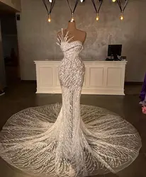 Sexy Evening Dresses Bateau Sleeveless Strapless Sequins Appliques Beaded 3D Lace Hollow Luxury Prom Dresses Formal Custom Made