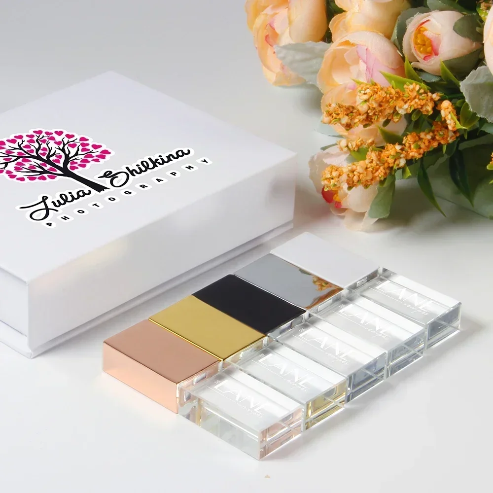 20 PCS JASTER 크리스탈 USB 3.0 플래시 드라이브 128GB 무료 사용자 정의 로고 메모리 스틱 64GB 섬세한 비즈니스 선물 펜 드라이브 32GB U 디스크