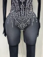 Stock Women Sexy Club Evening Party Wear Drag Queen Singer Dancer Stage Performance Costume Sparkly Rhinestone Stretch Jumpsuit - Image 6