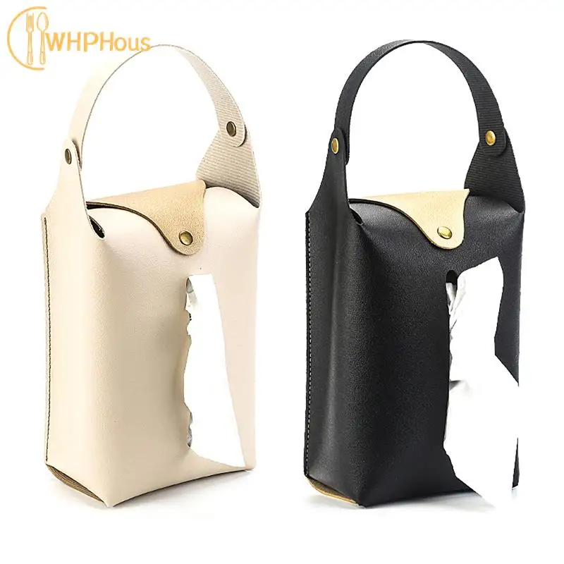 

Car Headrest Tissue Holder Leather Paper Towel Storage Bag Family Trip Organizer Decor Vehicle Decoration Tissue Case