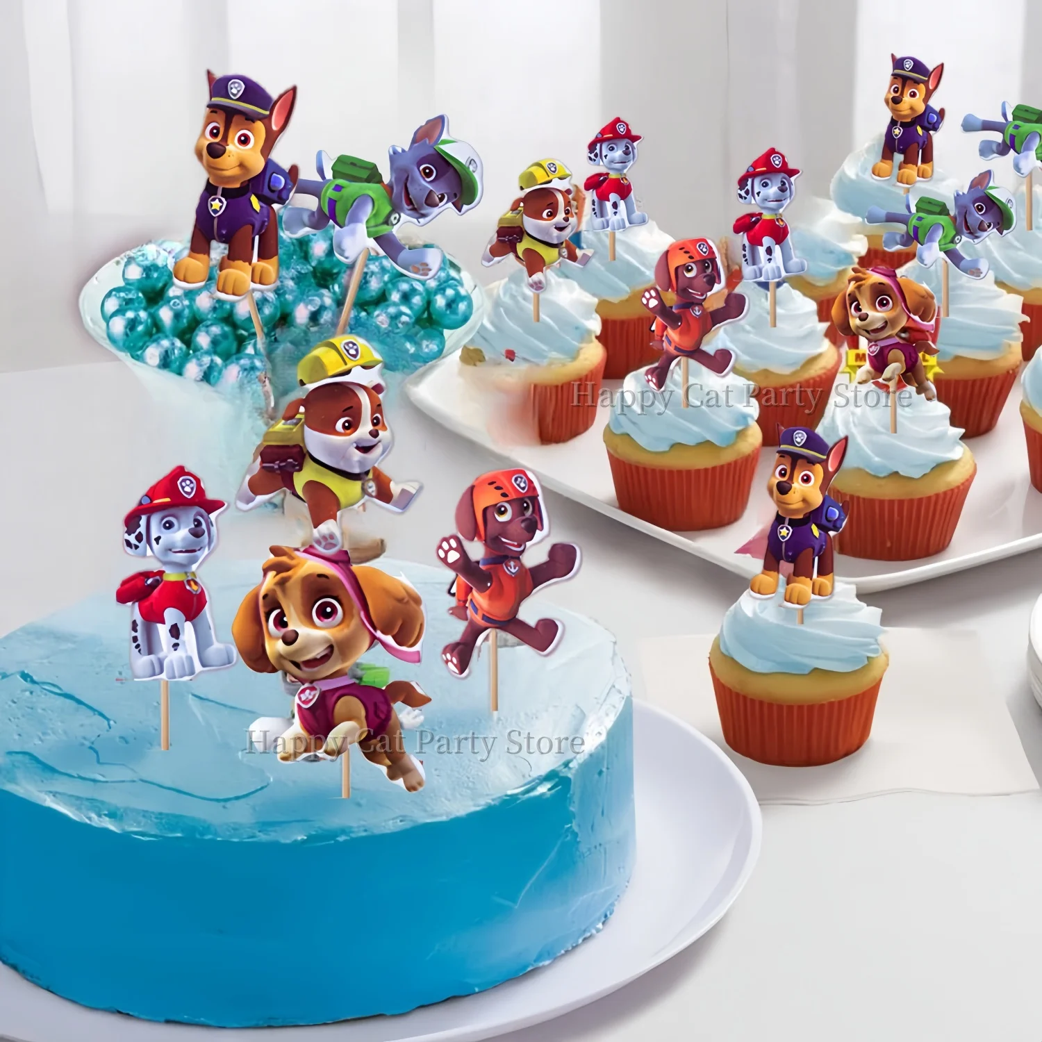 PAW Patrol Tortenaufsatz Hund PAW Party Alles Gute zum Geburtstag PAW Patrol Cupcake-Dekoration Backzubehör DIY-Zubehör PAW Patrol Partygeschenke