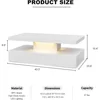 LED High Glossy Coffee Table, Modern Coffee Table, 2 Tiers Rectangle Design Coffee Table with 16 Colors LED Lights 2