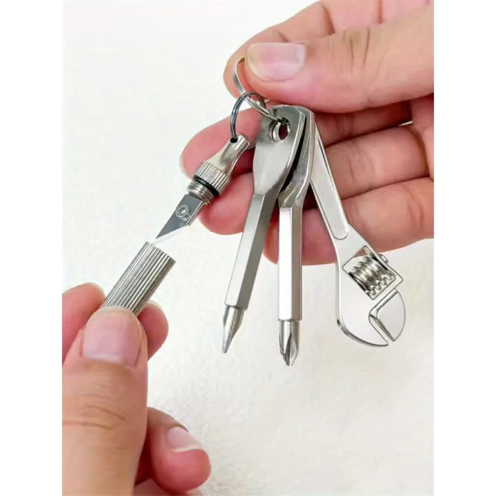 4개 포켓 미니 도구 - 편지 개봉기, 미니 드라이버 및 키체인 렌치, 자전거 및 오토바이 수리 도구에 적합