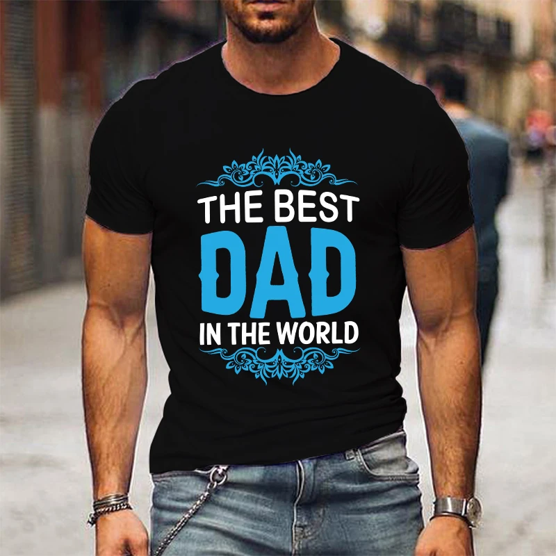 Hot The Best Dad In The World Father'S Day Graphic Short Sleeve T-Shirts For Men Shirts Loose T-Shirt Casual Summer T-Shirts