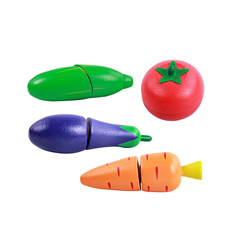 Wooden Play Food for Kids Kitchen Cutting Fruit Vegetable Set Role Pretend Play Montessori Toy for 2 3 4 5 6 Year Old Boys Girls