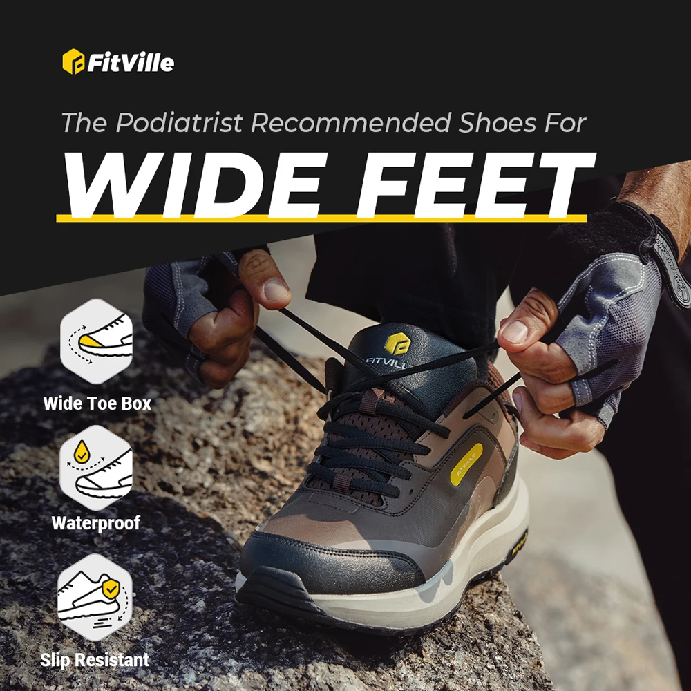 FitVille Men's Shoes Wide Width Outdoor Hiking Shoes Lightweight Breathable for Swollen Feet Correction Toes Relieve Pain 2