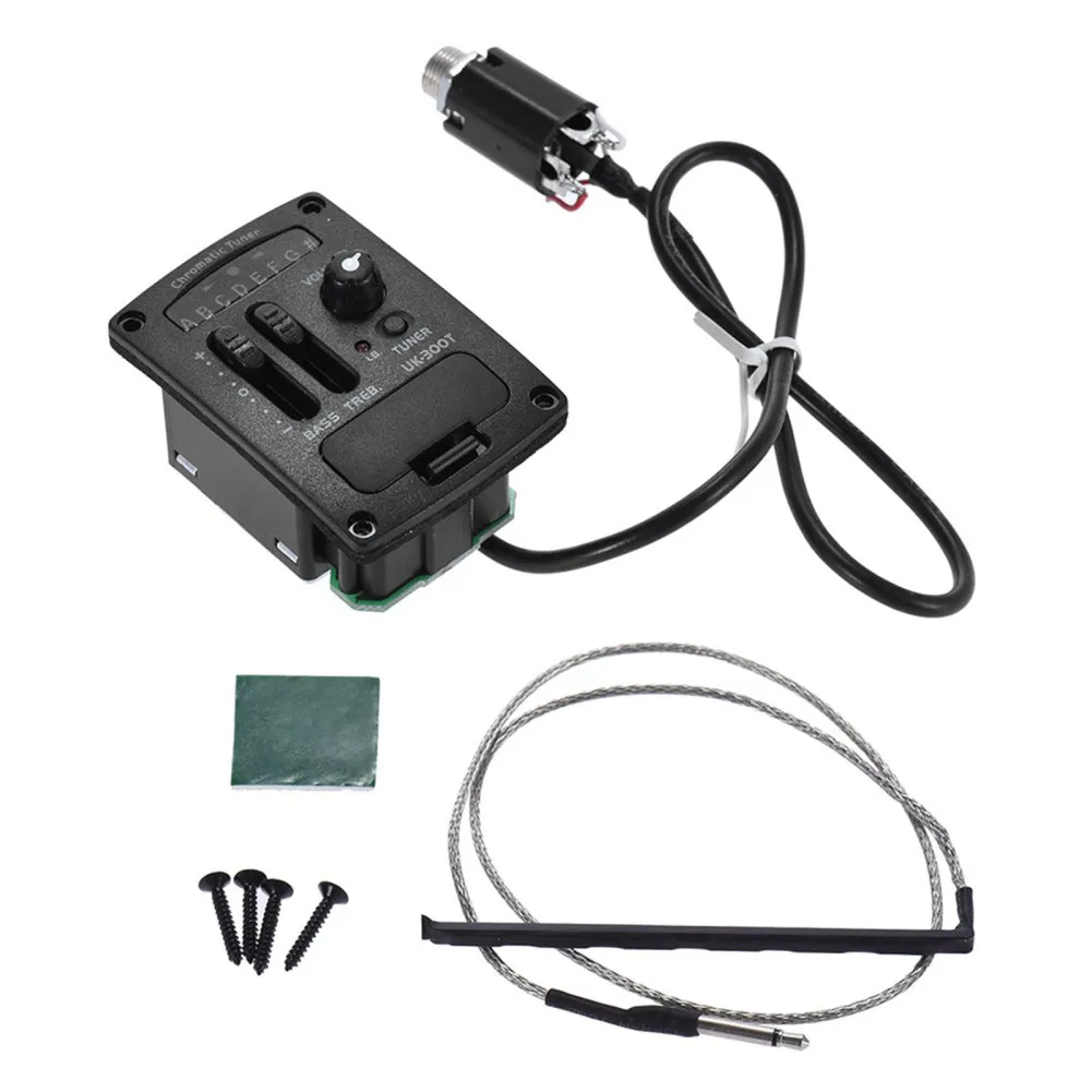 

UK-300T Ukulele Pickup 2 Band Electric Box Pickup One Piece Pickup With Tuner Musical Instrument Accessories Dropship