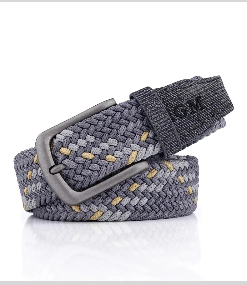 Men Belt Canvas Woven Belt Any-elastic Stretch Belt For Boys Young Versatile Pants Jeans Pin-buttoned Fashion Belt