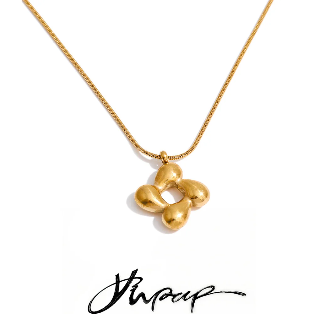 Yhpup Stainless Steel Pendant Necklace 18K Golden PVD Plated Waterproof