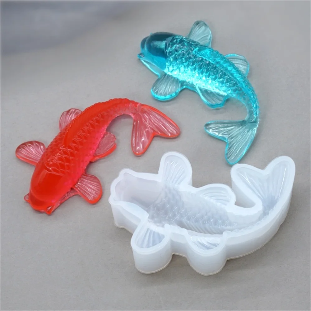 3D Koi Fish Silicone Mold DIY Goldfish Epoxy Resin Pendant Charms Jewelry  Making Clay Plaster Crafts Cake Decor Fondant Mold