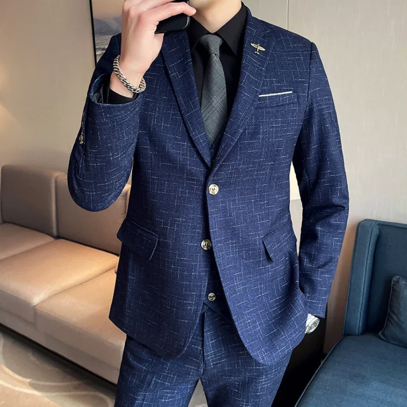 Abito da sposa di alta qualità per uomo, affari alla moda, sposo professionale e testimone, bel set da due pezzi - immagine 3
