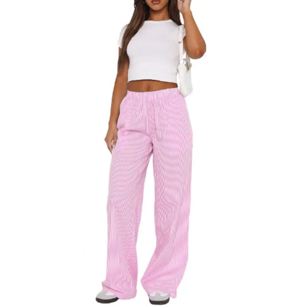 

Women Wide Leg Pants Vertical Striped High Waist Pants with Pockets for Women Wide Leg Trousers Streetwear Fashion Pockets