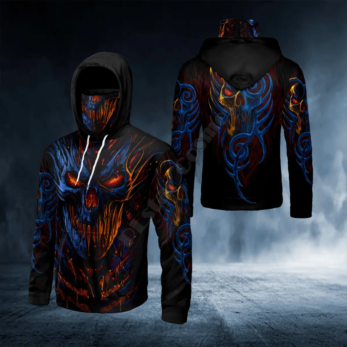 Death And Angel Forbidden Couple Love Skull 3D Printed Bandana Hoodie US Size Women For Men Casual Pullover Hoodie Mask Warm
